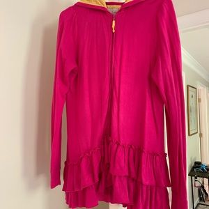 Fuchsia ruffle cardigan
